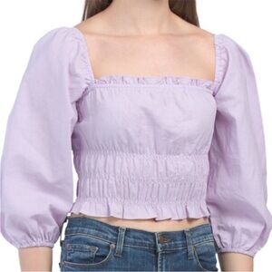 Charlie Holiday. BOHEME TOP lavendar smocked cotton linen